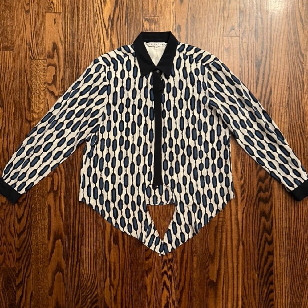 Trina Turk Long Sleeve Blouse 100% Silk